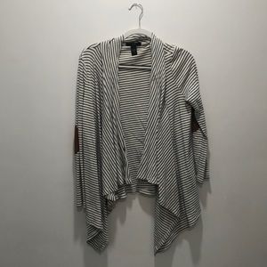 Blue and white striped sweater with elbow pads